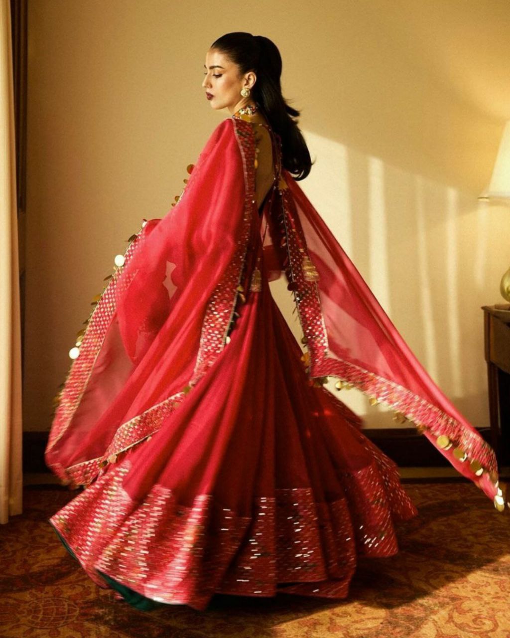 Adorable Red Pure Georgette With Sequence Work Gown Suit With Dupatta