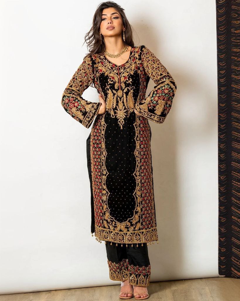 Alluring Black Pure Georgette With Sequence Work Plazo Suit With Dupatta