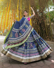 Navratri Special Blue Butter Silk Gota Patti Work Lehenga Choli With Dupatta