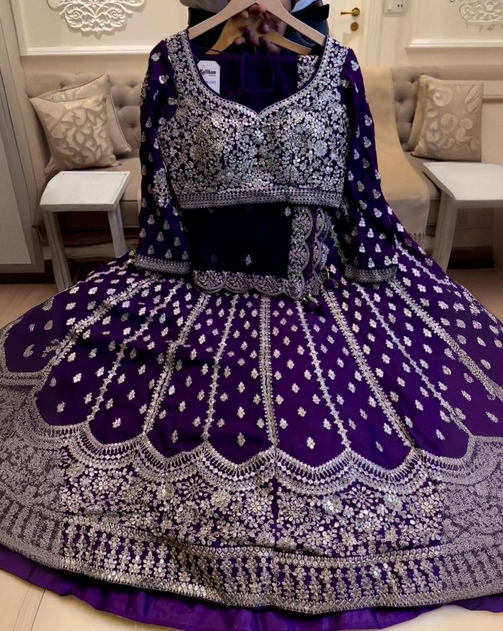 Exclusive Purple Faux Georgette With Fancy Sequence Work Lehenga Choli With Dupatta