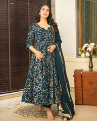 Adorable Pure Georgette With Fancy Embroidery Thread Work Anarkali Suit With Dupatta