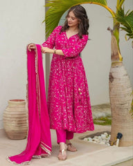 Adorable Pure Georgette With Fancy Embroidery Thread Work Anarkali Suit With Dupatta