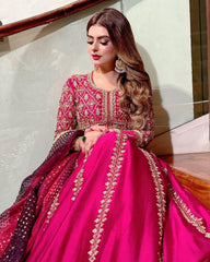 Exclusive Pink Chinon Silk With Sequence Work Anarkali Gown Suit With Dupatta