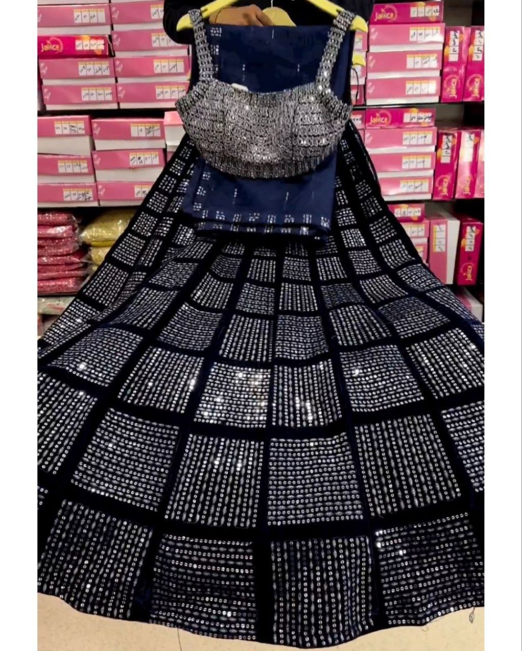 Designer Neavy Blue Micro Velvet Sequence Work Lehenga Choli With Dupatta