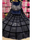 Designer Neavy Blue Micro Velvet Sequence Work Lehenga Choli With Dupatta