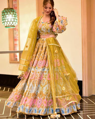 Exclusive Yellow Silk Printed Lehenga Choli And Dupatta