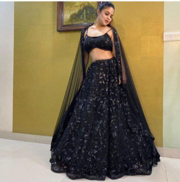 Exclusive Black Net Embroidery Work Lehenga Choli With Dupatta