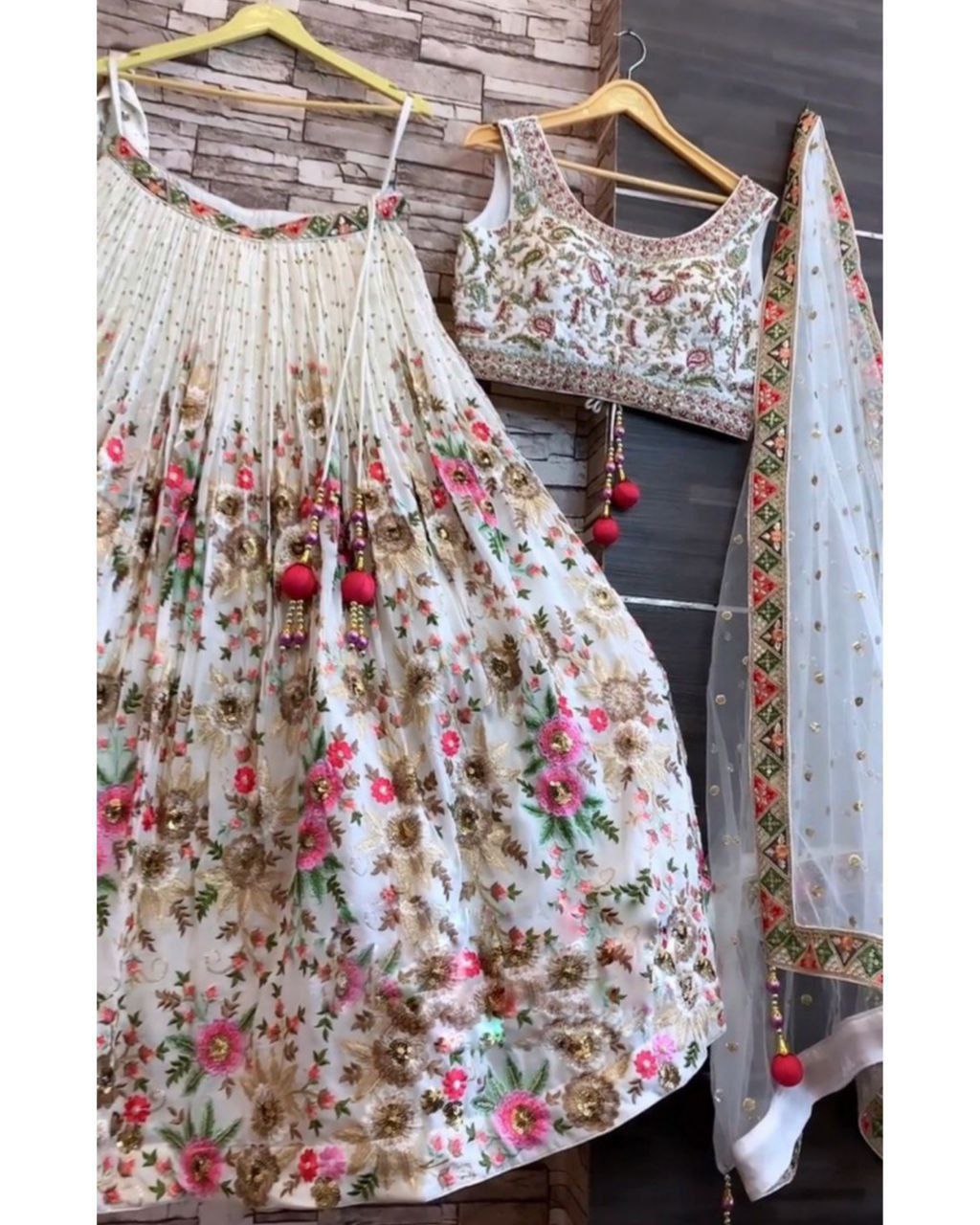 Exclusive White Georgette Silk Embroidery Work Lehenga Choli With Dupatta