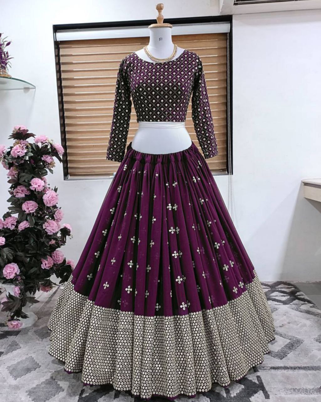 Designer Purple Soft Georgette Embroidery Work Lehenga Choli With Dupatta