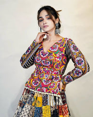 Navratri Special Multi Muslin Cotton Hand Work Lehenga Choli With Dupatta