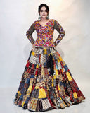Navratri Special Multi Muslin Cotton Hand Work Lehenga Choli With Dupatta