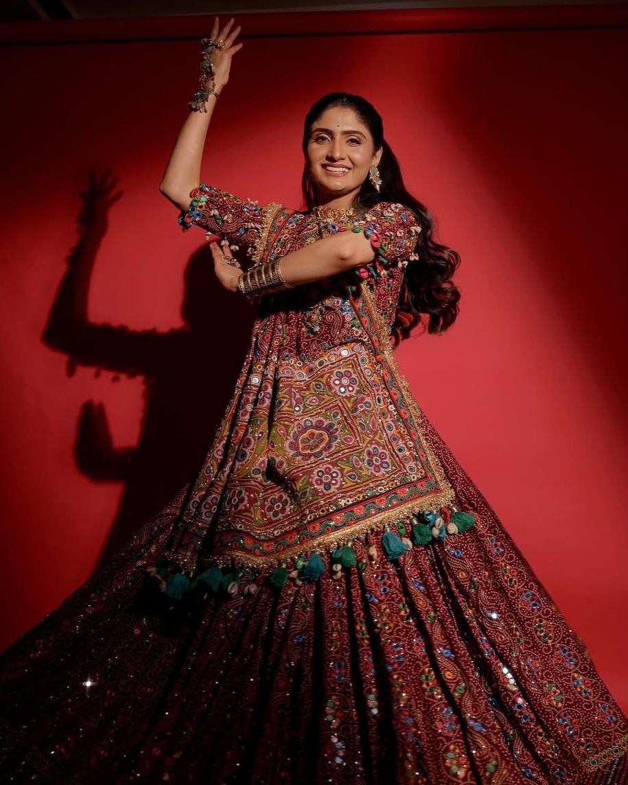 Navratri Special Wine Muslin Cotton Multi Printed Lehenga Choli With Dupatta