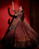 Navratri Special Wine Muslin Cotton Multi Printed Lehenga Choli With Dupatta
