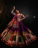 Navratri Special Purple Butter Silk Multi Printed Lehenga Choli With Dupatta