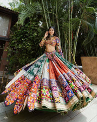 Navratri Special Multi Muslin Cotton Digital Printed Lehenga Choli With Dupatta