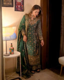 Exclusive Dark Green Soft Georgette Embroidery Palazo Kurti With Dupatta
