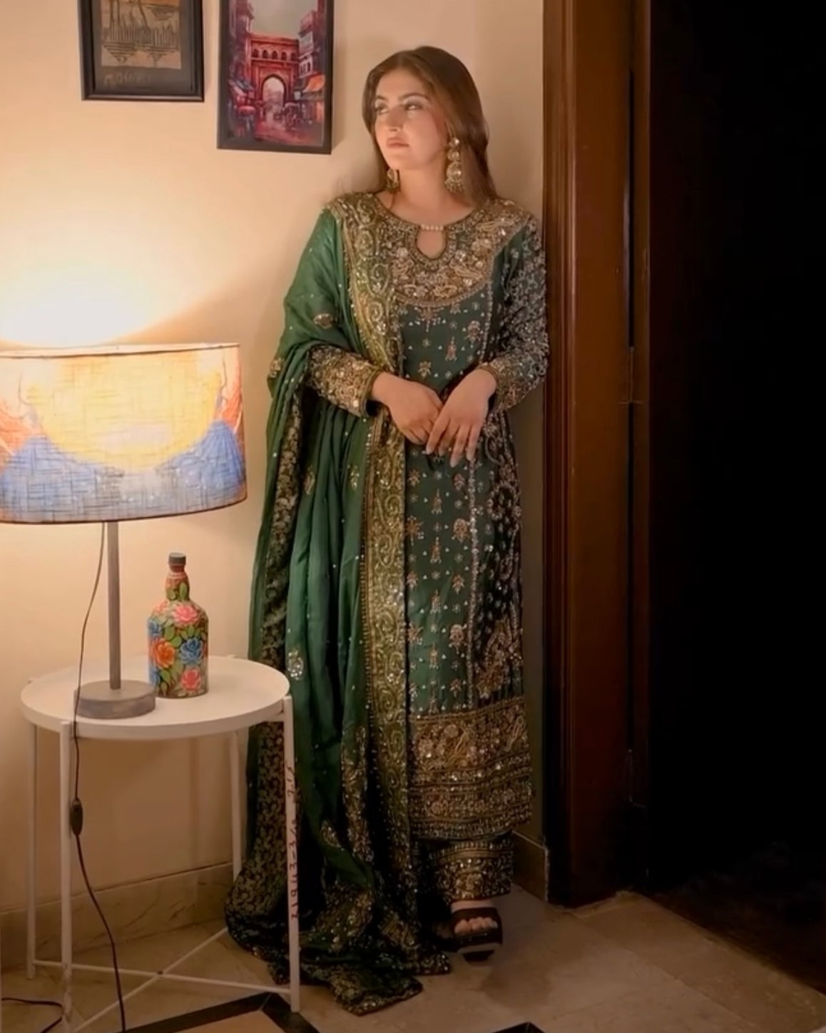 Exclusive Dark Green Soft Georgette Embroidery Palazo Kurti With Dupatta