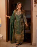 Exclusive Dark Green Soft Georgette Embroidery Palazo Kurti With Dupatta