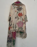 Exclusive Cream Chinon Silk Embroidery Work Sharara Suit With Dupatta