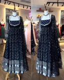 Exclusive Black Maslin Cotton Embroidery Anarkali Pant With Dupatta