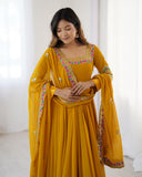 Exclusive Mustard Soft Georgette Anarkali Suit Whit Dupatta
