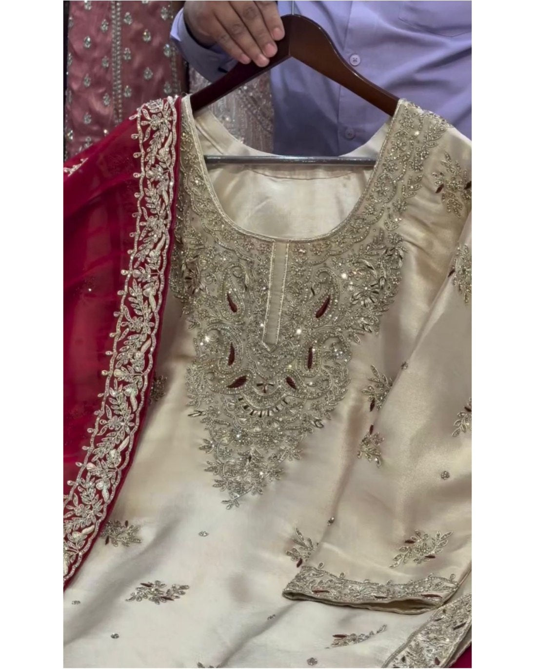 Exclusive Gold & Maroon Silk Palazo Kurti With Dupatta