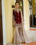 Exclusive Maroon Soft Georgette Gharara Suit With Dupatta