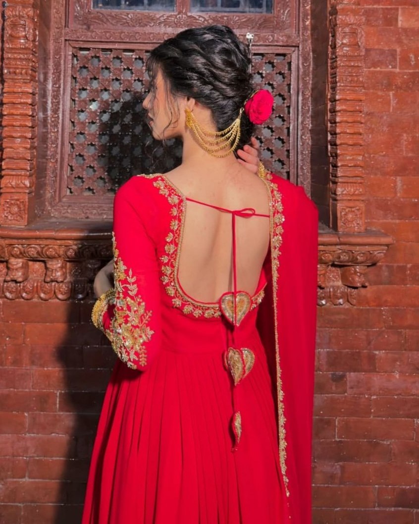 Exclusive Red Soft Georgette Embroidery Anarkali Suit With Dupatta