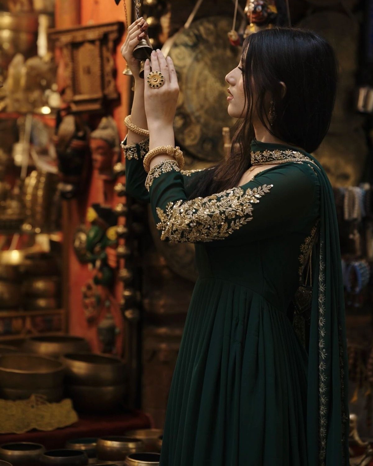 Exclusive Bottle Green Soft Georgette Embroidery Anarkali Suit With Dupatta