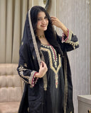 Exclusive Black Soft Chinon Silk Palazo Frock With Dupatta