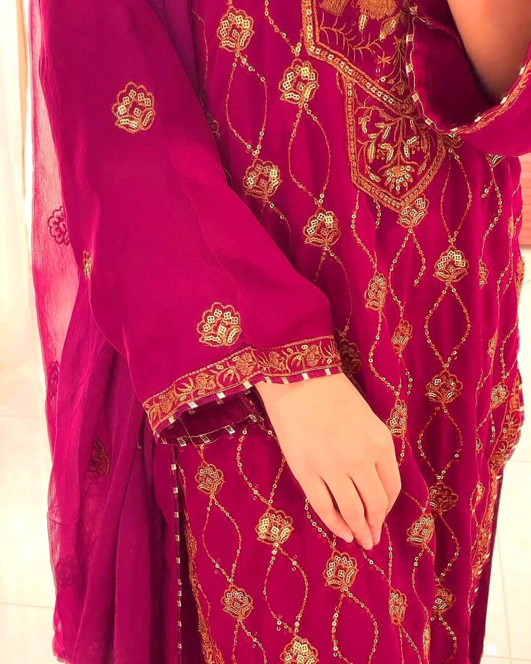 Exclusive Wine Soft Georgette Pant Kurti With Dupatta