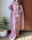 Exclusive Dusty Pink Soft Georgette Palazo Kurti With Dupatta