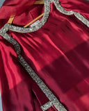 Premium Custom Fit Viral Celebrity Inspired Suit With Simmer Silk Blend Complete Set With Top Bottom And Dupatta