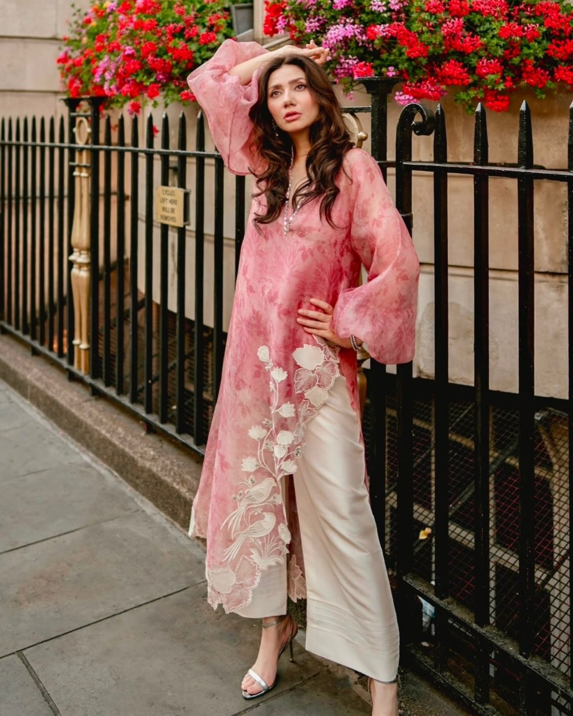 Ready To Wear Blush Pink Pakistani Suit Orgnza Silk Cut Work & Real Mirror Work