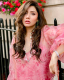 Ready To Wear Blush Pink Pakistani Suit Orgnza Silk Cut Work & Real Mirror Work