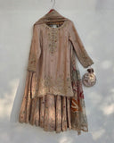 Exclusive Sand Beige Chinon Silk Embroidery Work Sharara Suit With Dupatta