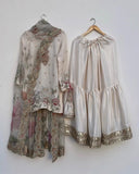 Exclusive White Chinon Silk Embroidery Work Gharara Suit With Dupatta