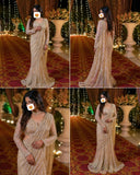 Ready To Wear Champagne Gold Butterfly Net Embroidery Lehenga Saree With Blouse